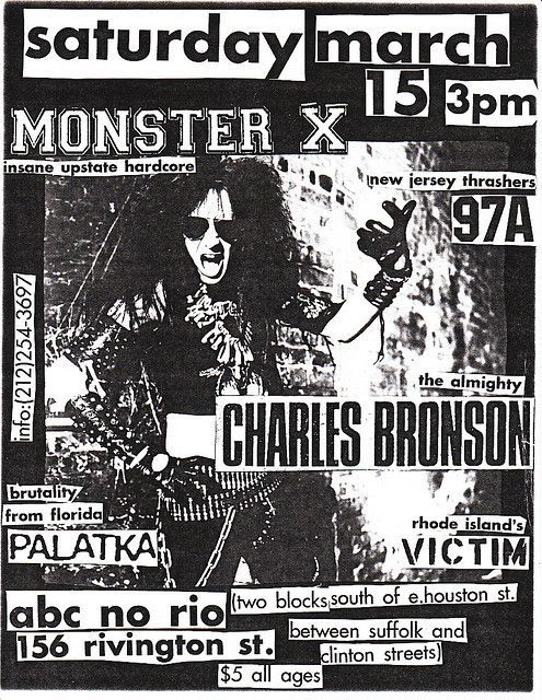 Monster X, 97A, Charles Bronson, and others at ABC No Rio in New York — March 15, 1997 concert flyer