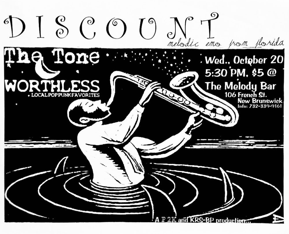 Discount, The Tone, Worthless at Melody Bar in New Brunswick, NJ — October 20, 1999 concert flyer