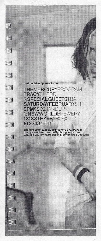 The Mercury Program, Tracy Shedd at New World Tampa — February 8, 2003 concert flyer