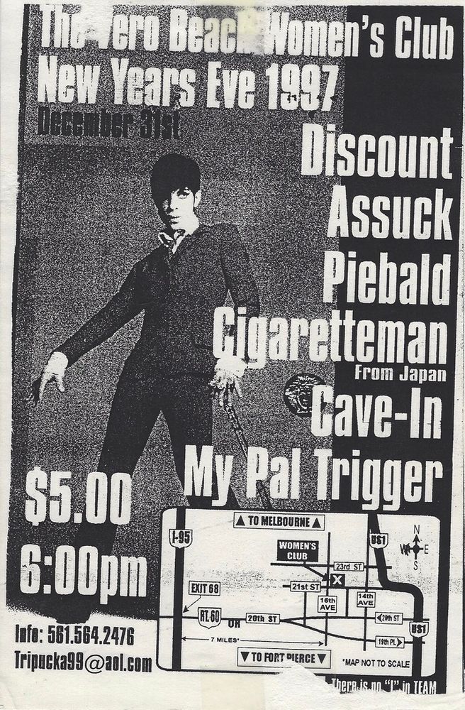 Discount, Assück, Piebald, and others at Vero Beach Woman's Club in Vero Beach, FL — December 31, 1997 concert flyer