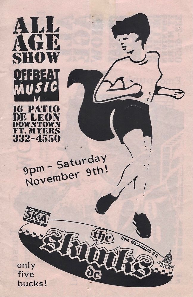 The Skunks at Offbeat Music in Fort Myers, FL — November 9, 1996 concert flyer