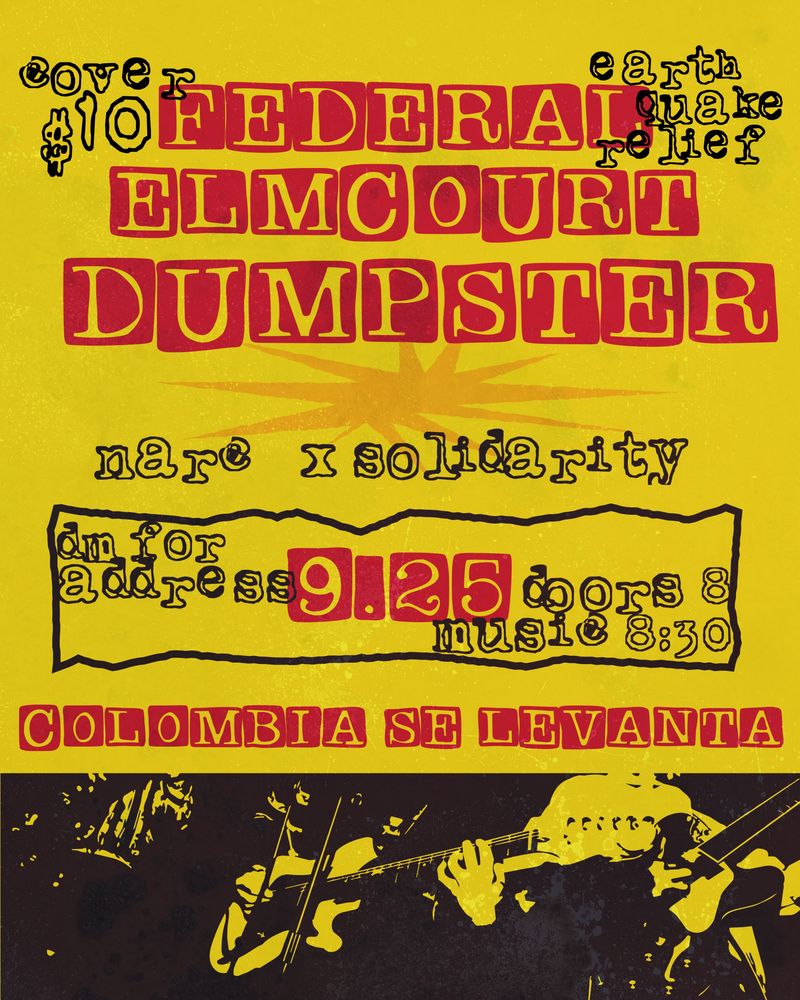 Federal, Elm Court, Dumpster at House Show in Gainesville, FL — September 25, 2026 concert flyer Federal, Elm Court, Dumpster at House Show in Gainesville, FL — September 25, 2026 concert flyer