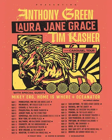 Laura Jane Grace, Tim Kasher, Anthony Green, and others at Fine Line Music Cafe in Minneapolis, MN — May 1, 2022 concert flyer