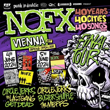 NOFX, The Meffs at Arena Wien in Vienna, Austria — June 5, 2024 concert flyer