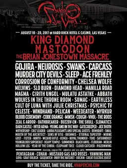 The Melvins, The Brian Jonestown Massacre, The Rods, and others at Hard Rock Hotel & Casino in Las Vegas, NV — August 18, 2017 concert flyer