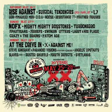 Against Me!, At The Drive-In, X, and others at Downtown Las Vegas Events Center in Las Vegas, NV — May 28, 2018 concert flyer