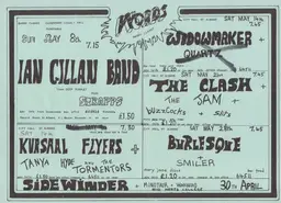 Original Words (Barry Clarke) City Hall, St. Albans calendar leaflet, including The Clash, The Jam, Buzzcocks and The Slits, Saturday May 21, 1977. Early advertised Jam billing does not establish actual performance. Preserved scan supplied by Blackmarketclash. Source: https://www.blackmarketclash.co.uk/Pages/Gigs/The%20Clash/1977-The-Clash-Live/1977-gigs/77-05-21%20St%20Albans/77-05-21%20St%20Albans.html Original Words (Barry Clarke) City Hall, St. Albans calendar leaflet, including The Clash, The Jam, Buzzcocks and The Slits, Saturday May 21, 1977. Early advertised Jam billing does not establish actual performance. Preserved scan supplied by Blackmarketclash. Source: https://www.blackmarketclash.co.uk/Pages/Gigs/The%20Clash/1977-The-Clash-Live/1977-gigs/77-05-21%20St%20Albans/77-05-21%20St%20Albans.html