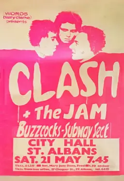 The Buzzcocks, The Clash, Subway Sect, and others at City Hall in St. Albans, United Kingdom — May 21, 1977 concert flyer