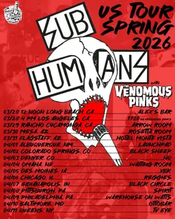 MDC, Subhumans (Wiltshire), Ghoul, and others at 1720 in Los Angeles (LA), CA — March 28, 2026 concert flyer