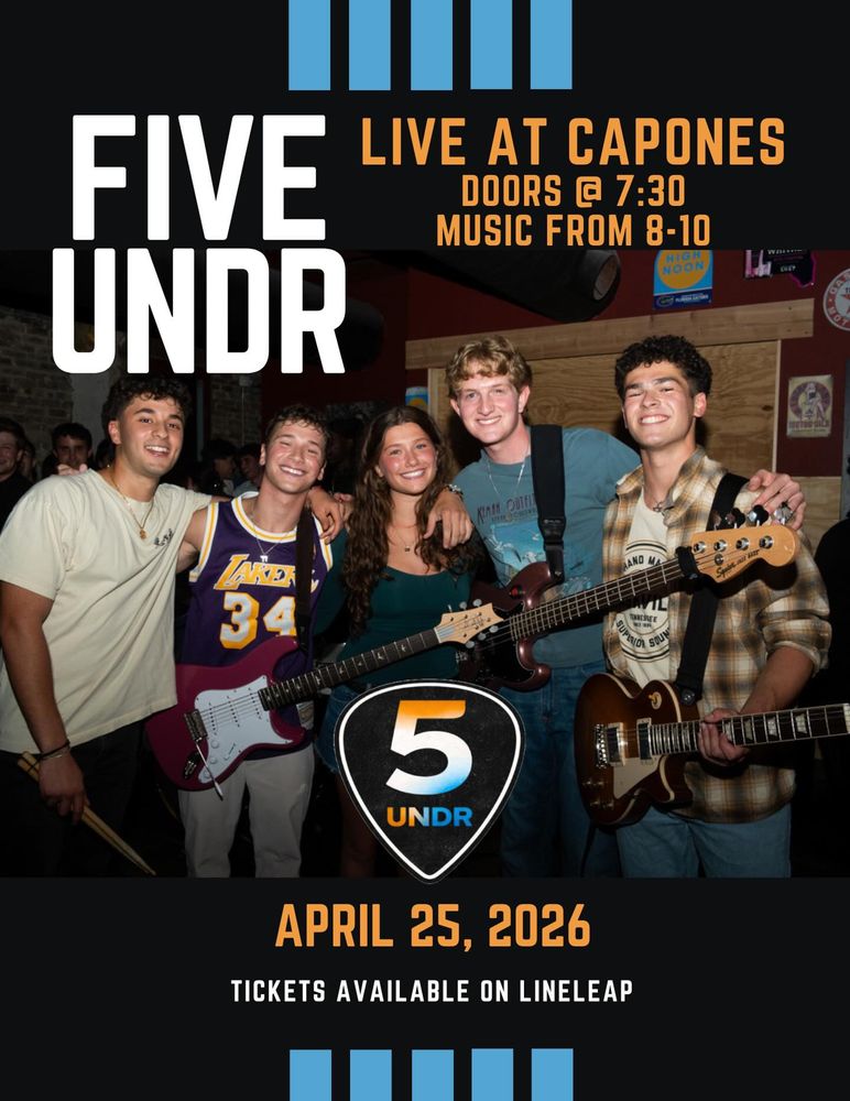 Fiveundr at Capones in Gainesville, FL — April 25, 2026 concert flyer