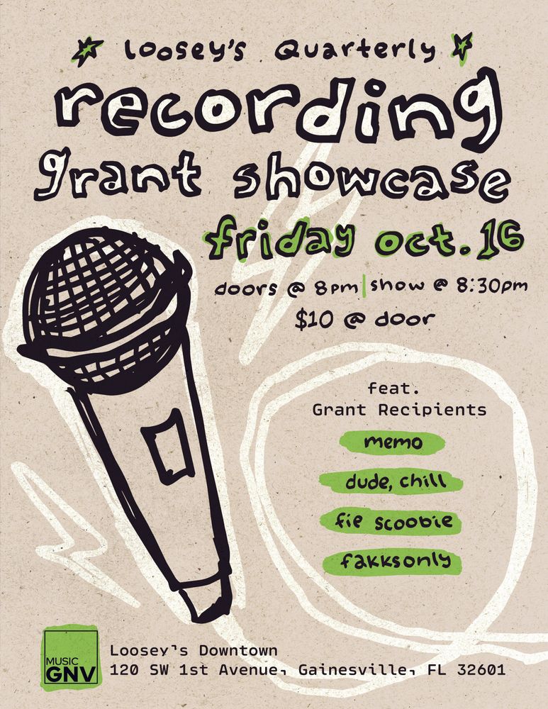Memo, Dude, Chill, Fie Scoobie, and others at Loosey's in Gainesville, FL — October 16, 2026 concert flyer