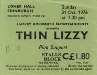 Thin Lizzy, Clover at Usher Hall — October 31, 1976 concert flyer