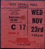 Thin Lizzy at City Hall — November 23, 1977 concert flyer
