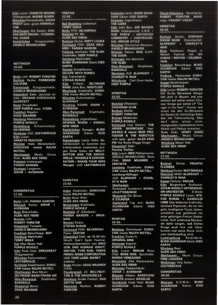 Leatherface at Jugendzentrum Tonne — February 22, 1991 concert flyer