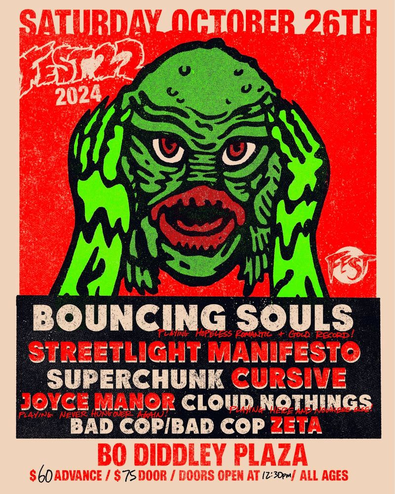 The Bouncing Souls, Streetlight Manifesto, Superchunk, and others at Bo Diddley Plaza in Gainesville, FL — October 26, 2024 concert flyer