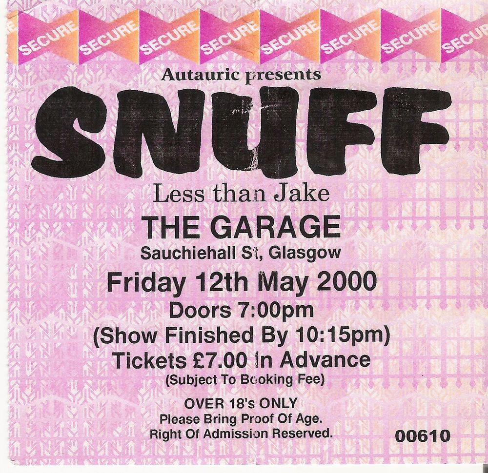 Less Than Jake, Snuff at Garage — May 12, 2000 concert flyer