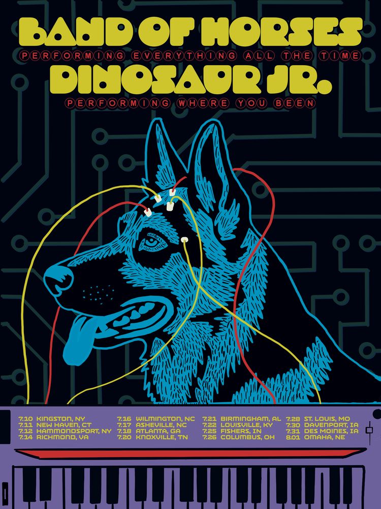 Dinosaur Jr., Band of Horses at Val Air Ballroom in West Des Moines, IA — July 31, 2026 concert flyer