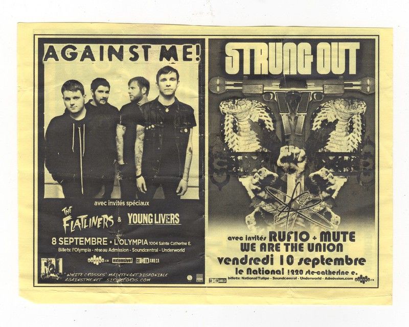 Against Me!, The Flatliners, Young Livers at L'Olympia — September 8, 2010 concert flyer