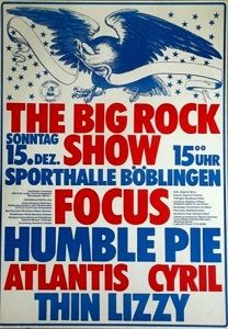 Thin Lizzy, Humble Pie, Focus at Sporthalle in Boblingen, Germany — December 15, 1974 concert flyer