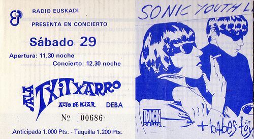 Sonic Youth at Txitxarra in Deba — September 29, 1990 concert flyer