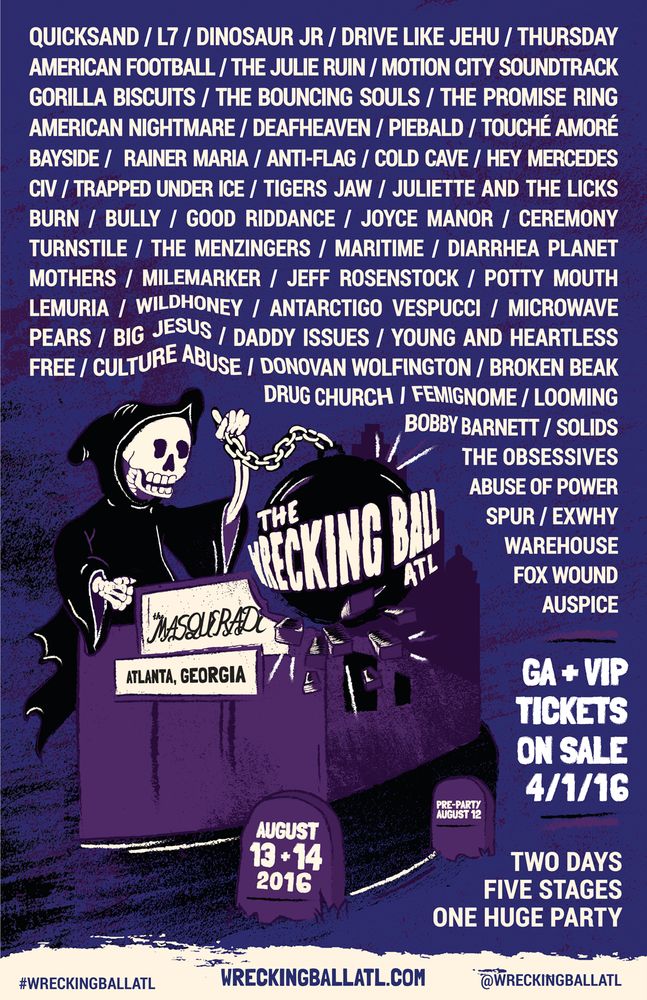 Joyce Manor, The Promise Ring, Tigers Jaw at Masquerade in Atlanta, GA — August 14, 2016 concert flyer