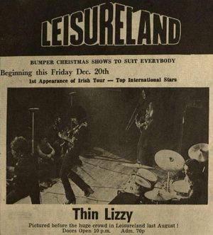 Thin Lizzy at Leisureland in Galway — December 20, 1974 concert flyer