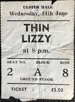 Thin Lizzy at Ulster Hall in Belfast, Northern Ireland — June 14, 1978 concert flyer