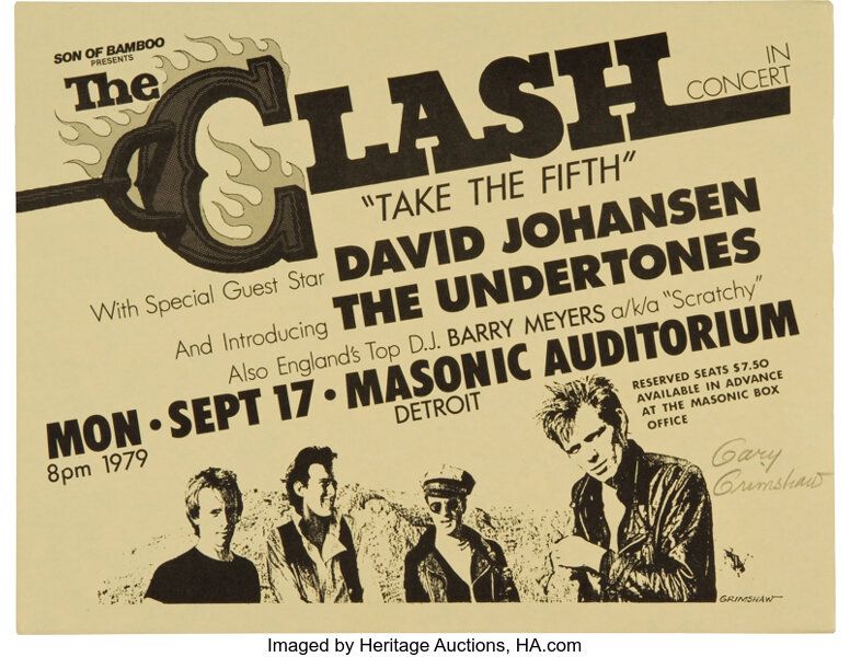 The Clash, The Undertones, David Johansen at Masonic Temple — September 17, 1979 concert flyer