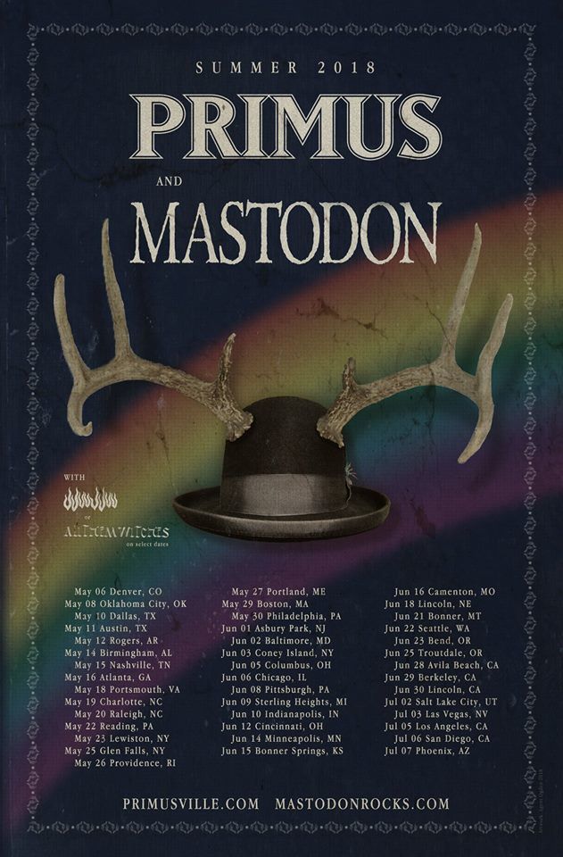 Mastodon, Primus at Bold Point Park — May 26, 2018 concert flyer