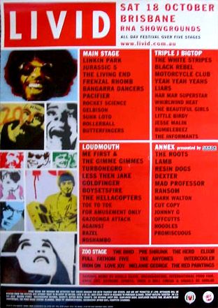 Me First and the Gimme Gimmes, Goldfinger in Brisbane, Australia — October 18, 2003 concert flyer