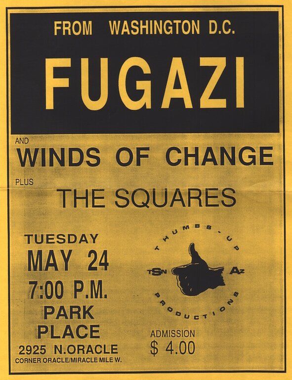Fugazi at Park Place in Tucson, AZ — May 24, 1988 concert flyer