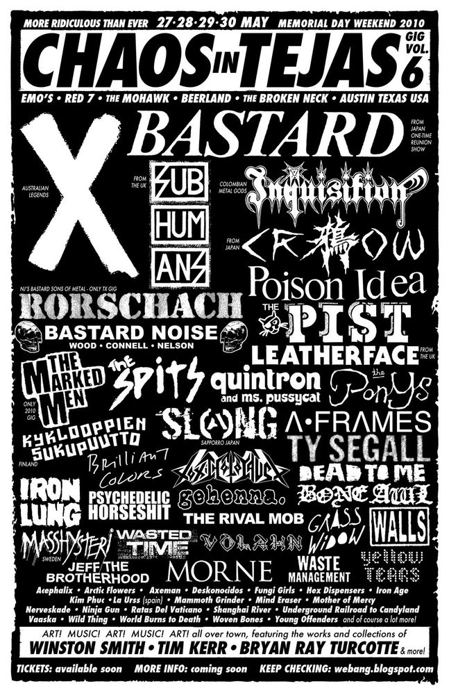 Leatherface, Lion of Judah (Washington DC hardcore band; Universal Peace), Ninja Gun, and others at Red 7 — May 29, 2010 concert flyer