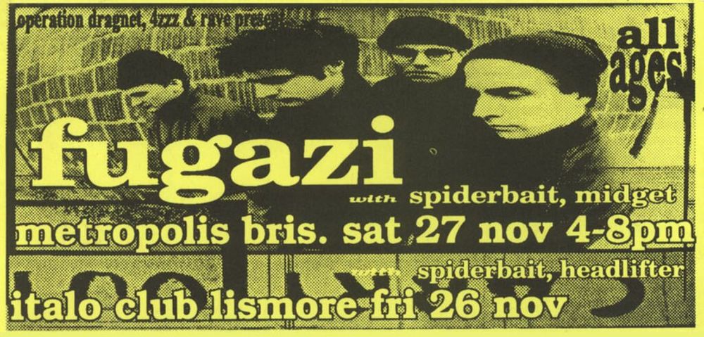 Fugazi at Italo Club in Lismore, Australia — November 26, 1993 concert flyer