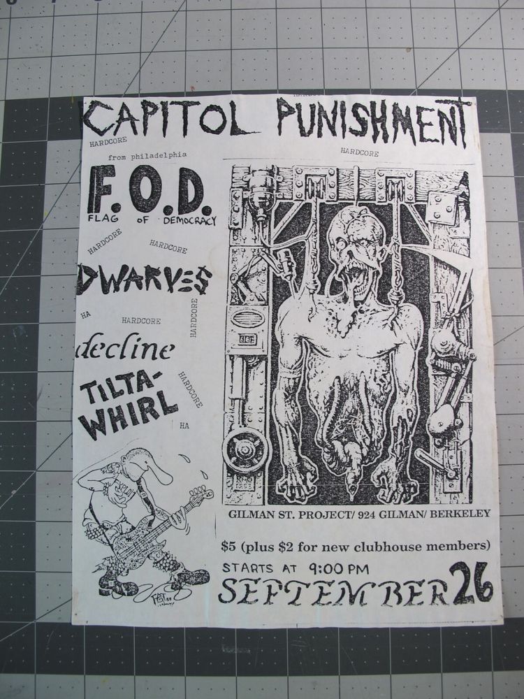 Dwarves at Gilman Street in Berkeley, CA — September 26, 1987 concert flyer