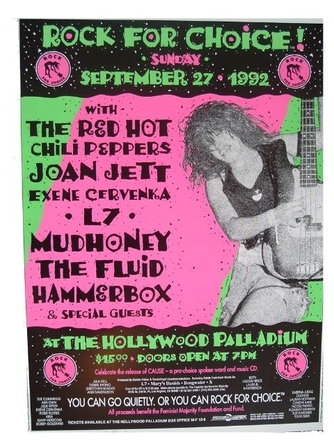 Red Hot Chili Peppers, Joan Jett, Exene Cervenka, and others at Hollywood Palladium in Los Angeles (LA), CA — September 27, 1992 concert flyer