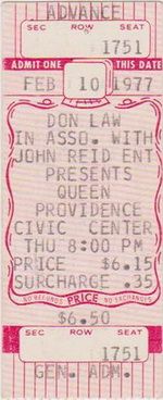 Thin Lizzy, Queen at Providence Civic Centre — February 10, 1977 concert flyer