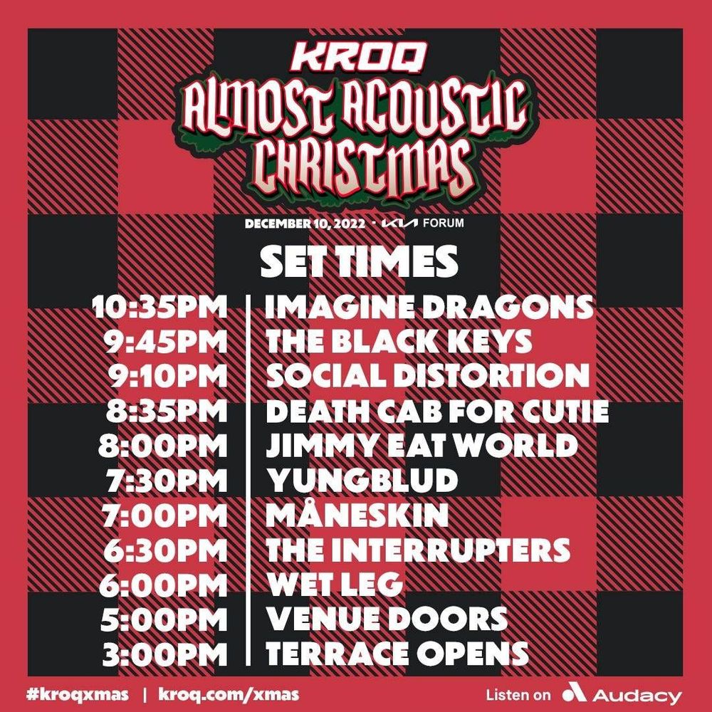 Jimmy Eat World, Imagine Dragons, The Black Keys, and others at Kia Forum in Inglewood, CA — December 10, 2022 concert flyer Jimmy Eat World, Imagine Dragons, The Black Keys, and others at Kia Forum in Inglewood, CA — December 10, 2022 concert flyer