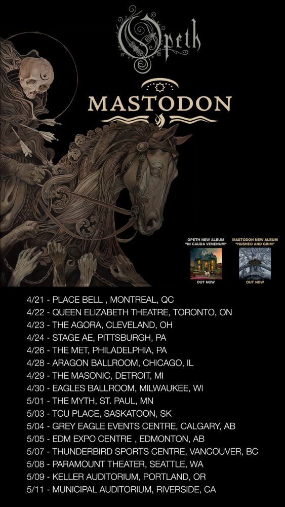 Mastodon, Opeth, Khemmis at Riverside Municipal Auditorium in Riverside, CA — May 11, 2022 concert flyer
