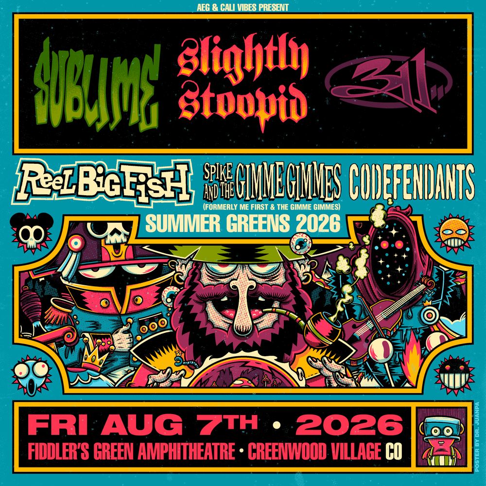 Reel Big Fish at Fiddler's Green Amphitheatre in Englewood, CO — August 7, 2026 concert flyer