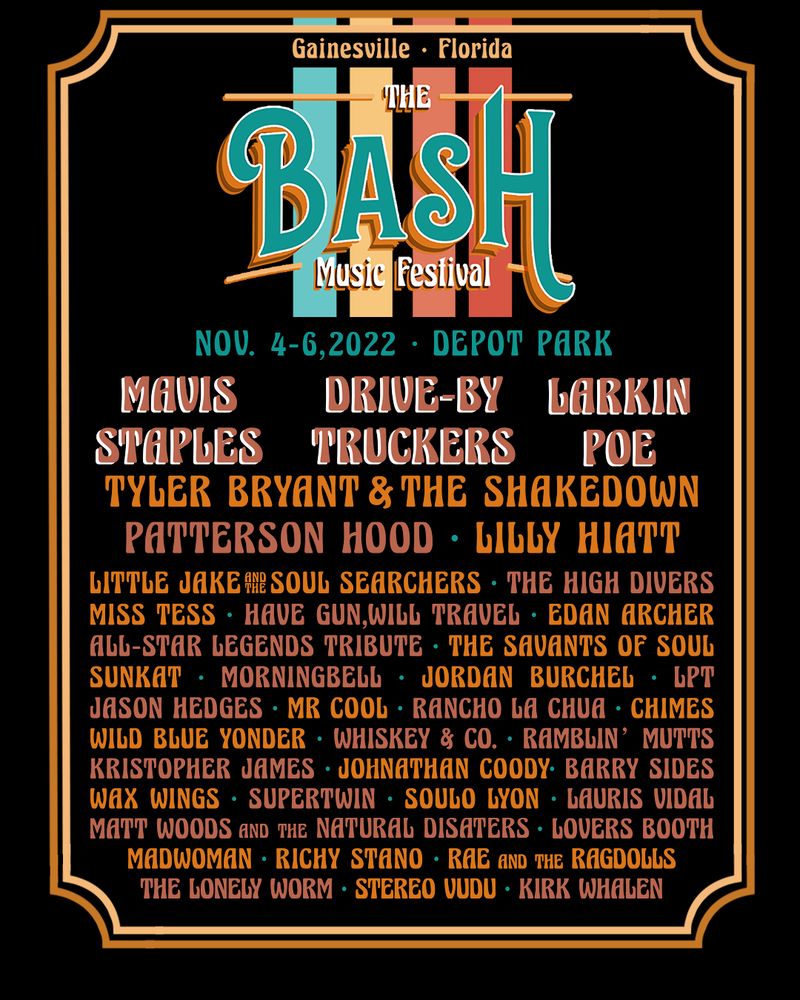 Drive By Truckers, Tyler Bryant & The Shakedown, The Shakedown at Depot Park in Gainesville, FL — November 5, 2022 concert flyer