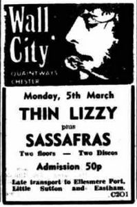 Thin Lizzy at Quaintways in Chester, England — March 5, 1973 concert flyer