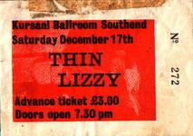 Thin Lizzy at Kursaal Ballroom — December 17, 1977 concert flyer