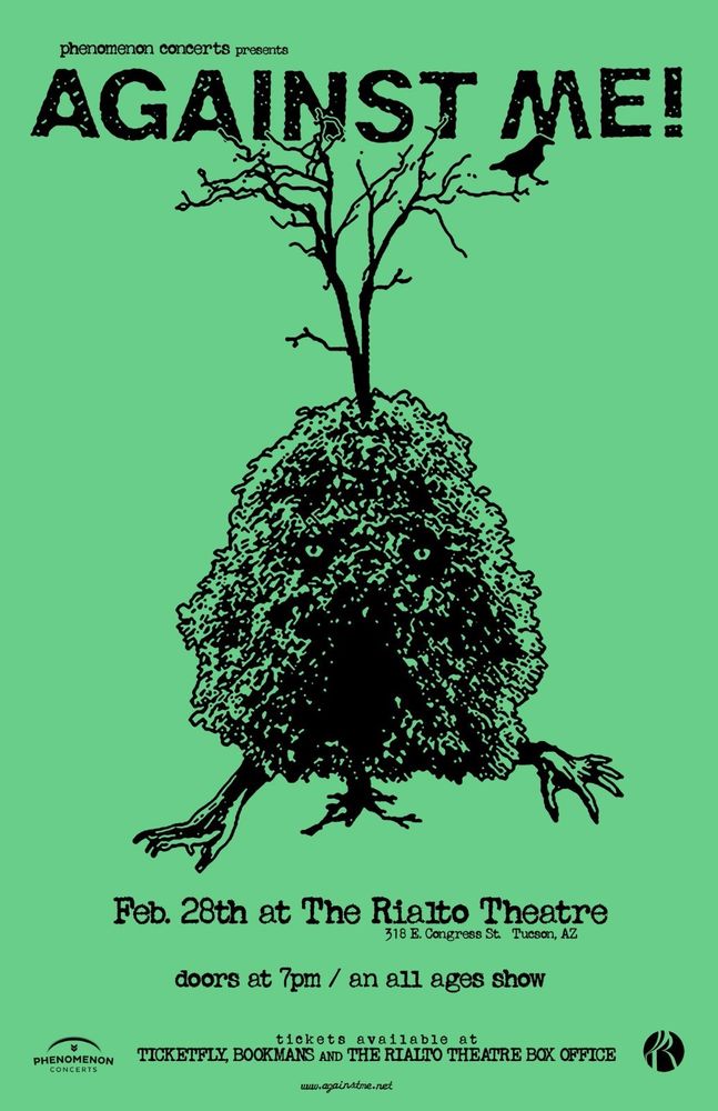 Against Me!, Mobina Galore, Typesetter at Rialto Theatre in Tucson, AZ — February 28, 2017 concert flyer Against Me!, Mobina Galore, Typesetter at Rialto Theatre in Tucson, AZ — February 28, 2017 concert flyer