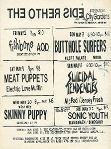 Sonic Youth, Das Damen, Dinosaur at City Gardens in Trenton, NJ — May 22, 1987 concert flyer