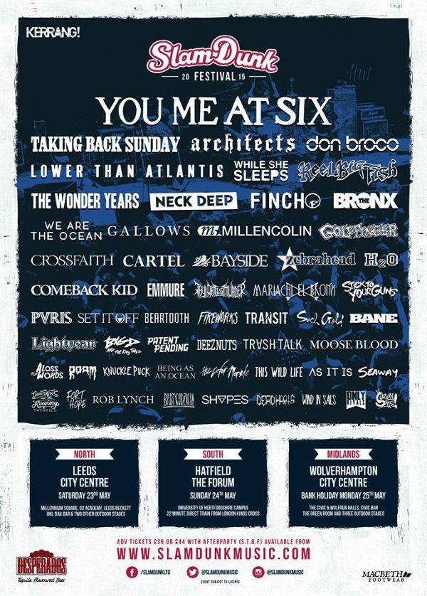 Reel Big Fish, Bane, Bayside, and others in Leeds, England — May 23, 2015 concert flyer