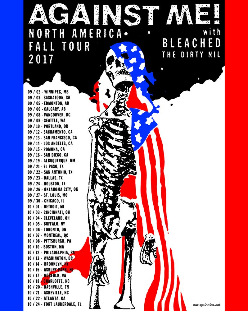 Against Me!, Bleached, The Dirty Nil at Mr Small's in Millvale, PA — October 8, 2017 concert flyer