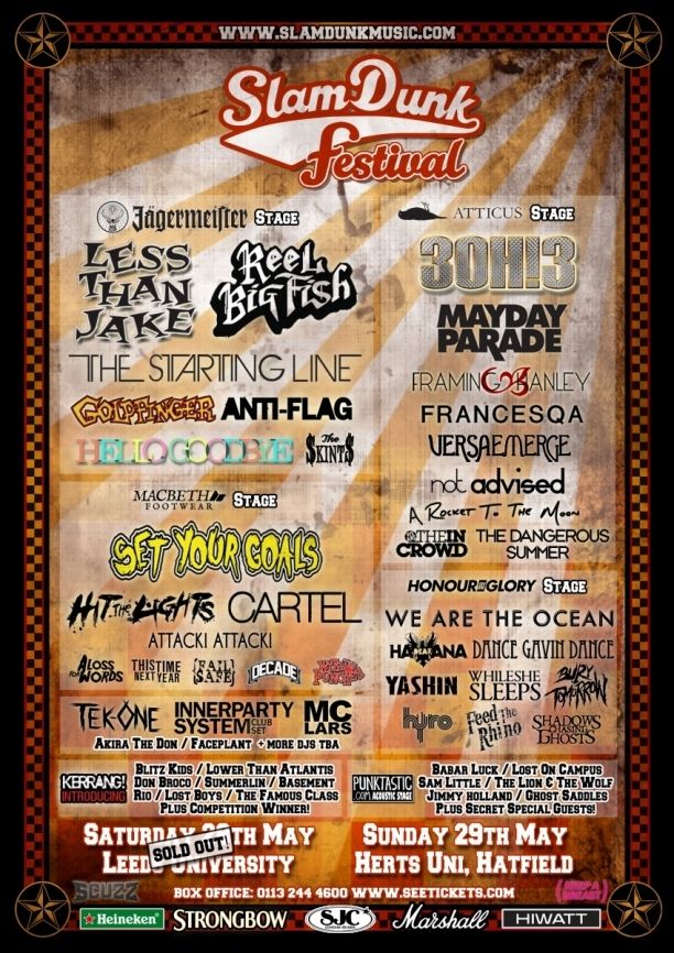 Reel Big Fish, Set Your Goals, Goldfinger in Leeds, England — May 28, 2011 concert flyer