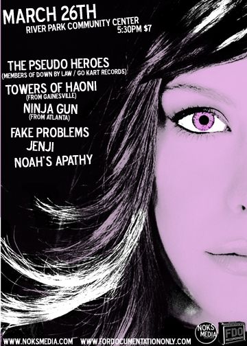 Pseudo Heroes, Towers of Hanoi, Ninja Gun, and others at River Park Community Center — March 26, 2005 concert flyer