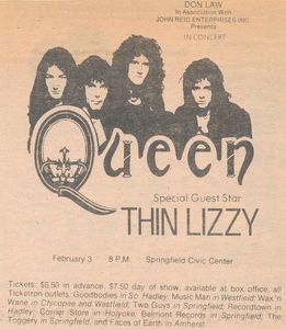Thin Lizzy at Springfield Civic Center — February 3, 1977 concert flyer