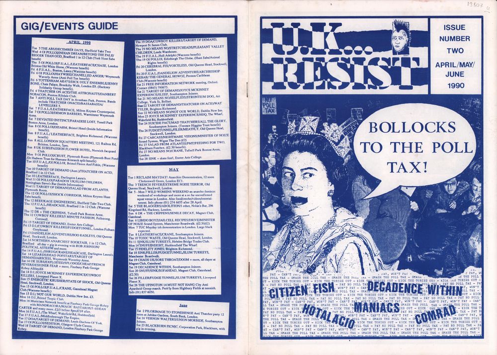 Oi Polloi, F.U.A.L, Leatherface, and others at Old White Horse — April 5, 1990 concert flyer